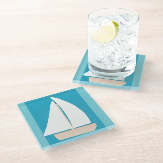 Segelboot-Untersetzer Glasuntersetzer (Schrägansicht)