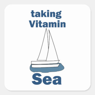 Segelboot Vitamin Meer Lustiger Nautilus-Spruch Quadratischer Aufkleber
