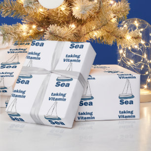 Segelboot Vitamin Meer Lustiger Nautischer Spruch Geschenkpapier