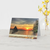 Segelboot vor einer Sunset Happy Birthday Card Karte (Gelbe Blume)