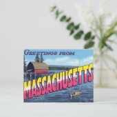Segelboot vor Massachusetts Boathouse Postkarte (Stehend Vorderseite)