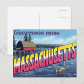 Segelboot vor Massachusetts Boathouse Postkarte (Vorne/Hinten)