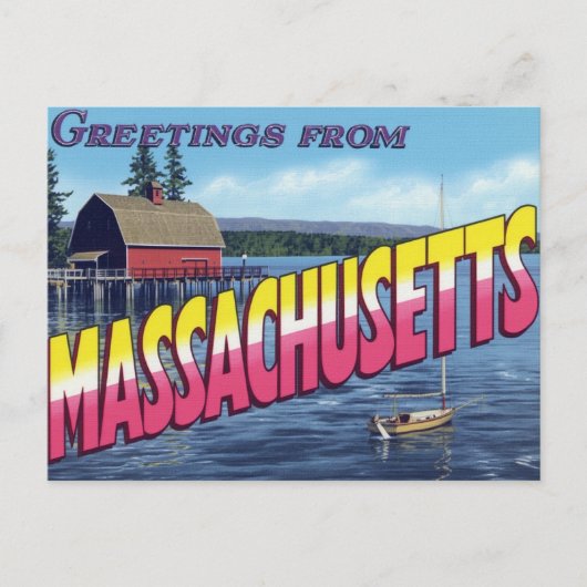 Segelboot vor Massachusetts Boathouse Postkarte (Vorderseite)