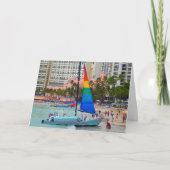 Segelboot, Waikiki Beach, Oahu Card Karte (Vorderseite)