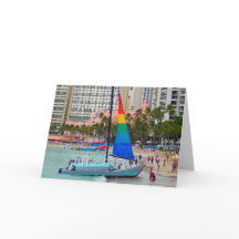Segelboot, Waikiki Beach, Oahu Card