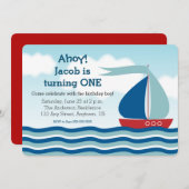 Segelboot & Wasser, Kindermädchen Einladung zum Ge (Vorne/Hinten)