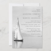 Segelboot Wasserfarbe Seen Einladung Hochzeit (Vorderseite)