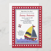 Segelboot Wasserschiff Kinderdusche 12x18 Einladung (Vorne/Hinten)