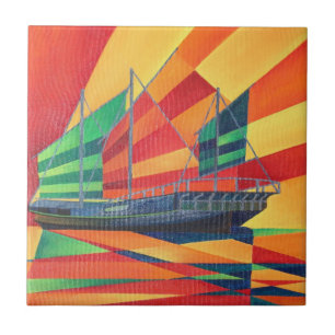 Segelboot weg Junk Pleasure Fliese