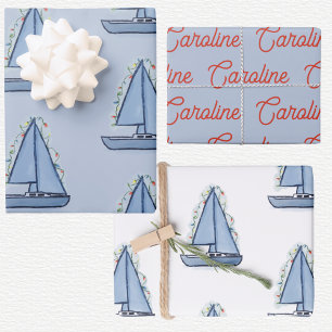 Segelboot Weihnachten Geschenkpapier Set