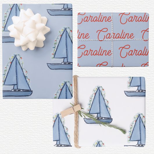 Segelboot Weihnachten  Geschenkpapier Set