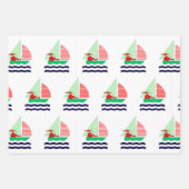 Segelboot Weihnachtsfeiertag Geschenkpapier Set (Vorderseite)