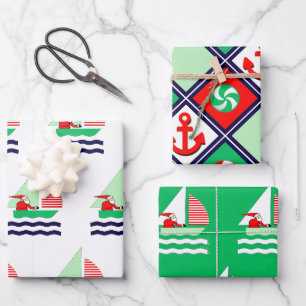 Segelboot Weihnachtsfeiertag Geschenkpapier Set