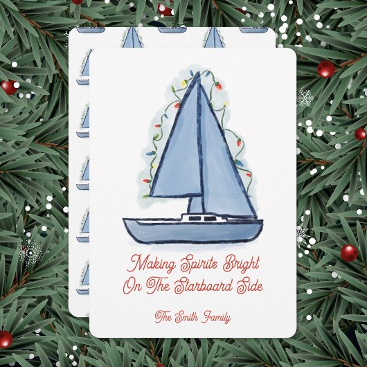 Segelboot-Weihnachtskarte Einladung