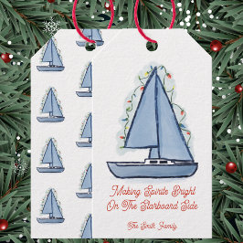 Segelboot-Weihnachtskarte Geschenkanhänger
