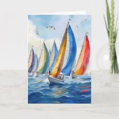 Segelboot-Wettlauf mit Spinnakern Karte (Vorderseite)