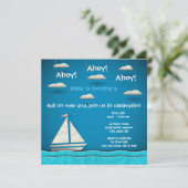 Segelboot & Wolken - Einladung zum Geburtstag (Stehend Vorderseite)