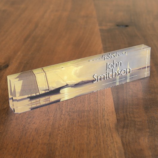 Segelboot-Yacht-Boots-Ozean-Insel-Namensschild Namensplakette (Seite)