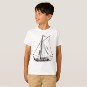 Segelboot-Zeichnen Vintag T-Shirt (Vorne ganz)