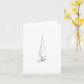 Segelboot. Zeichnung in Schwarz und Weiß. Karte (Gelbe Blume)