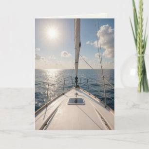 Segelboot zum Geburtstag auf ruhigem Ozeanwasser Karte