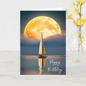 Segelboot zum Geburtstag im Mondlicht Karte (Gelbe Blume)