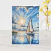 Segelboot zum Geburtstag im Sonnenschein Karte (Gelbe Blume)