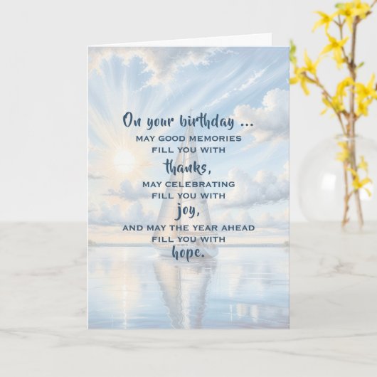 Segelboot zum Geburtstag Karte (Gelbe Blume)