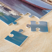 Segelbootbucht | Küstenwasserfarbenmalerei Puzzle (Seite)