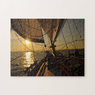 Segelbootdeck, in Richtung untergehende Sonne Puzzle
