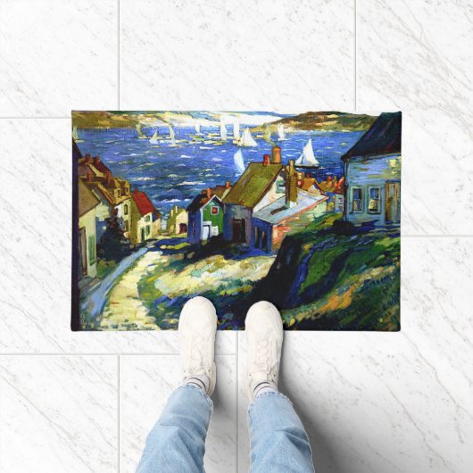 Segelboote am Hafen, Kunstmalerei Fußmatte (Indoor)