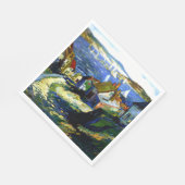 Segelboote am Hafen, Kunstmalerei Serviette (Ecke)