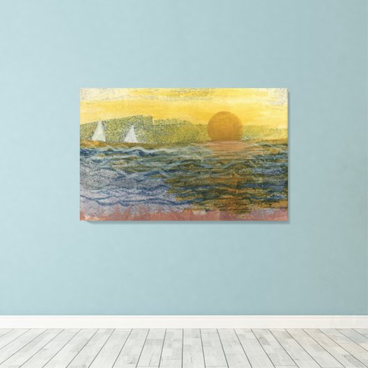 Segelboote am Horizont Leinwanddruck (Insitu (Holzboden))