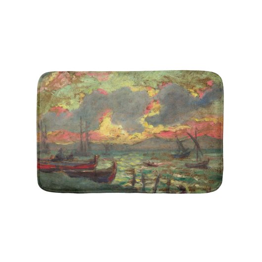 Segelboote an der Küste (von Kimon Loghi) Badematte (Vorderseite)