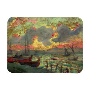 Segelboote an der Küste (von Kimon Loghi) Magnet