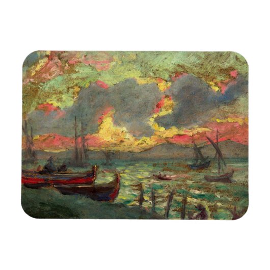 Segelboote an der Küste (von Kimon Loghi) Magnet (Horizontal)