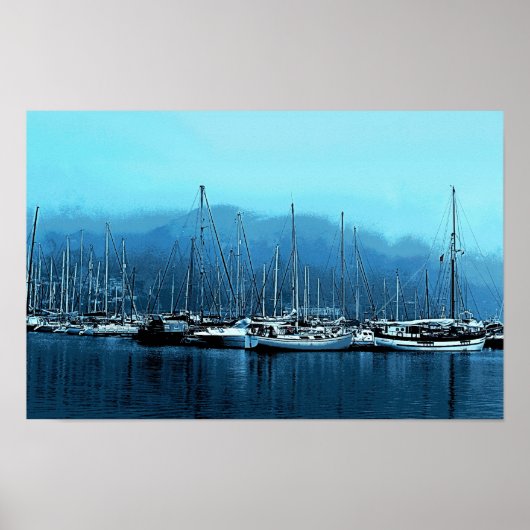 Segelboote an einem foggy Morning Poster (Vorne)