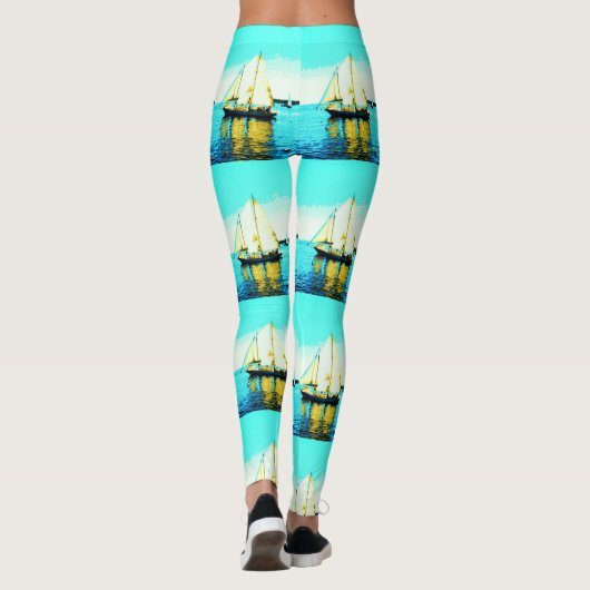Segelboote auf blau leggings (Rückseite)