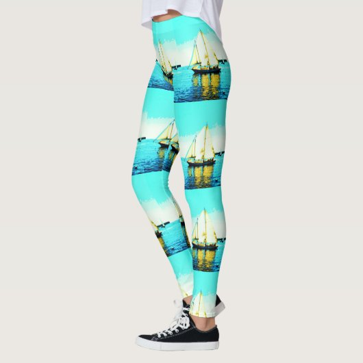 Segelboote auf blau leggings (Links)