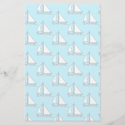 Segelboote auf blauem Seemuster Briefpapier (Vorderseite)