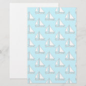 Segelboote auf blauem Seemuster Briefpapier (Vorne/Hinten)