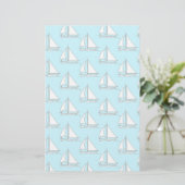 Segelboote auf blauem Seemuster Briefpapier (Stehend Vorderseite)