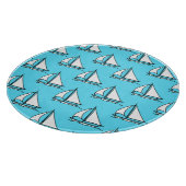 Segelboote auf blauem Seemuster Schneidebrett (Ecke)