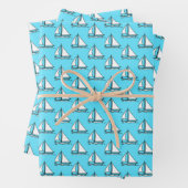 Segelboote auf Blaumeer-Muster Geschenkpapier Set (Beispiel)
