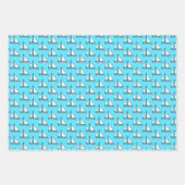 Segelboote auf Blaumeer-Muster Geschenkpapier Set (Vorderseite)