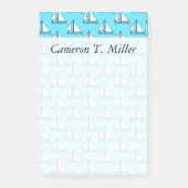 Segelboote auf Blaumeer-Muster| Name hinzufügen Post-it Klebezettel (Vorderseite)