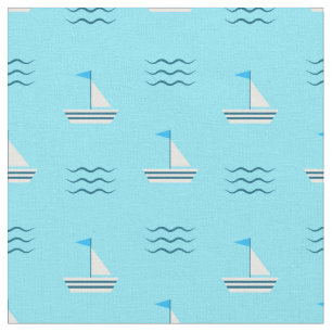 Segelboote auf dem blauen Seemuster Stoff
