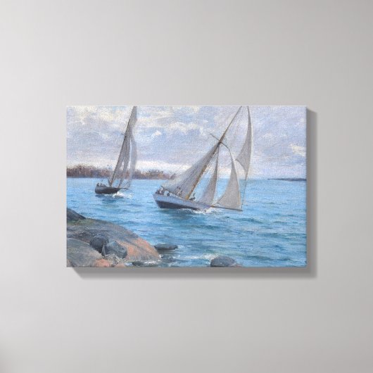 Segelboote auf dem Fluss Leinwanddruck (Vorderseite)