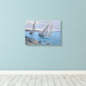 Segelboote auf dem Fluss Leinwanddruck (Insitu (Holzboden))