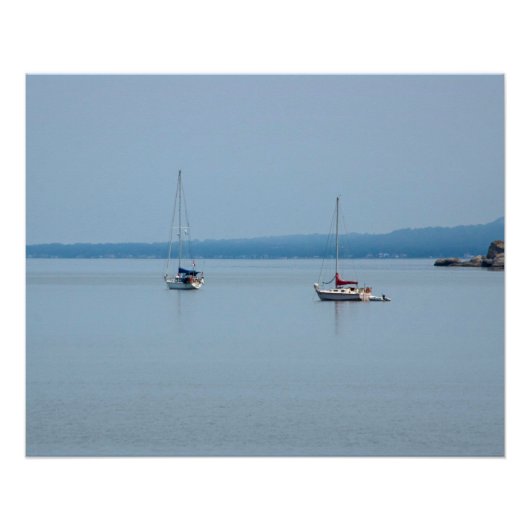 Segelboote auf dem Fluss Poster (Vorderseite)